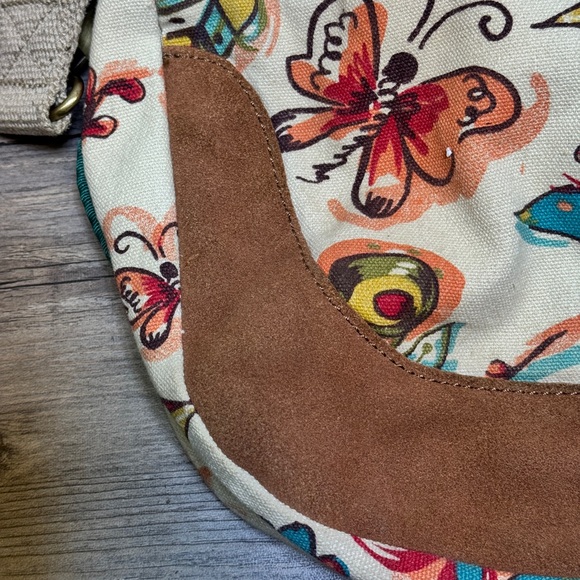 LUCKY BRAND CANVAS & LEATHER COLORFUL FLORAL BACKPACK SHOULDER BAG 15\'\' X 12\'\' main image 8